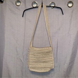 the sak brand Ivory Cream Classic Crochet Woven Shoulder Bag
